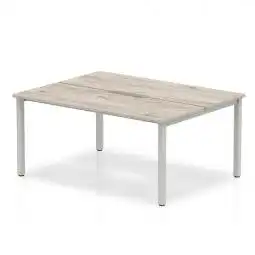 B2B Silver Frame Bench Desk 1200 Grey Oak (2 Pod)