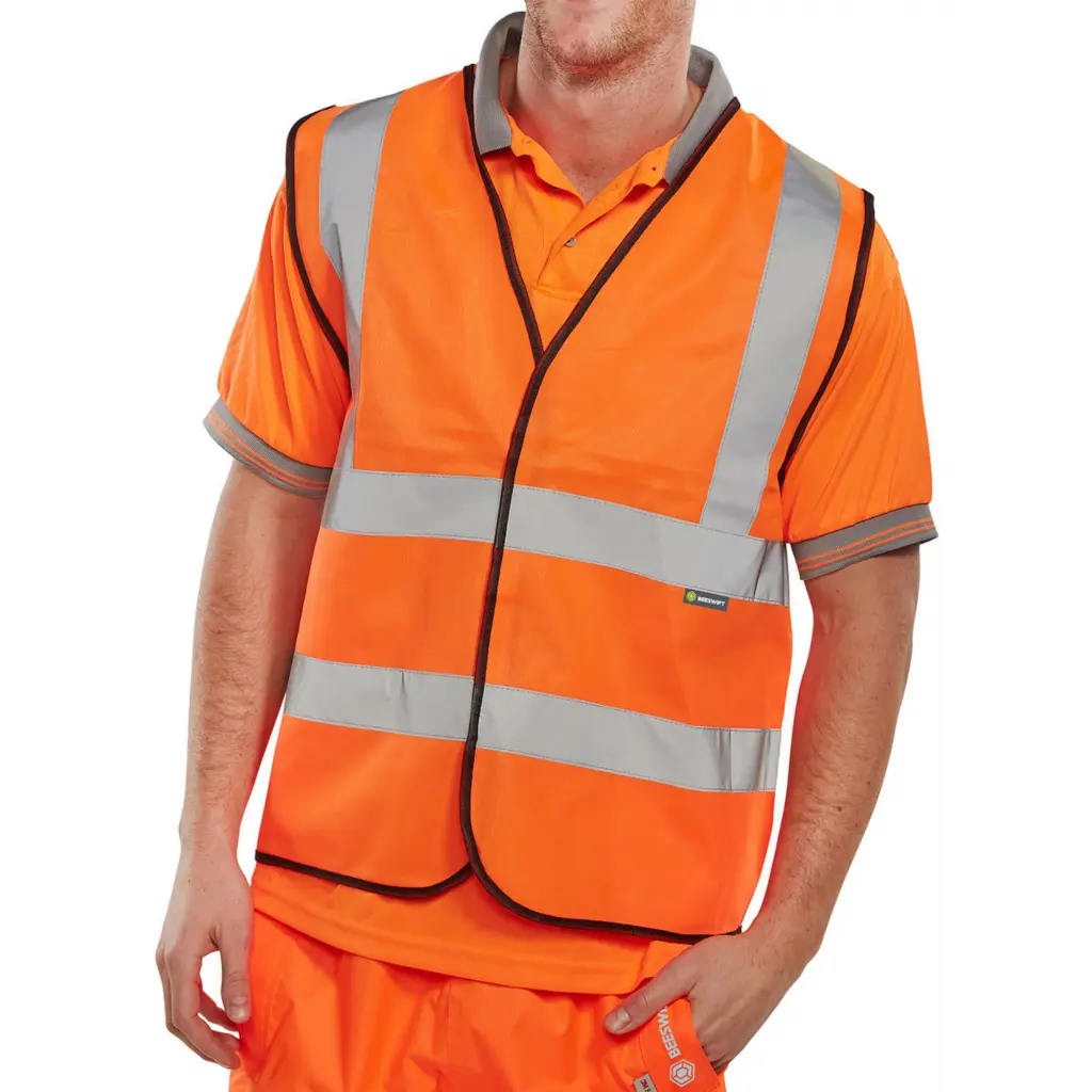 Beeswift High Visibility Vest EN ISO 20471 Saturn Orange Large (Pack 1) - WCENGORL