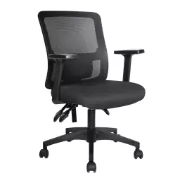 Nautilus Designs Barri Medium Back 3 Lever Mesh Task Operator Office Chair With Fabric Seat and Height Adjustable Arms Black - BCM/K610/BK