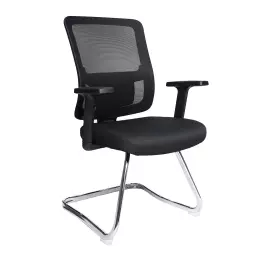 Nautilus Designs Barri Medium Back Mesh Visitor Chair With Fabric Seat and Height Adjustable Arms Black - BCM/K610V/BK