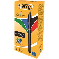 Bic 4-Colour Pro Ballpoint Pen 1.0mm Tip Width Assorted (Pack 12)