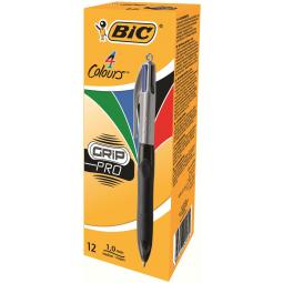 Bic 4 Colour Grip Pro Ballpoint Pen 0.4mm Line Pack of 12