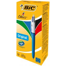 Bic 4 Colour Retractable Ball Pen Medium Assorted Pack of 12