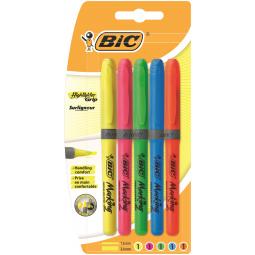 Bic Brite liner Grip Chisel Tip Highlighter Pen Assorted Pack 5