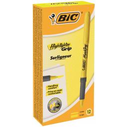 Bic Briteliner Grip Chisel Tip Highlighter Pen Yellow Pack of 12