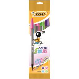Bic Cristal FUN Assorted 1.6mm Ballpoint Pen (Pack 4) 8957921