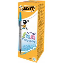 Bic Cristal FUN Turquiose 1.6mm Ballpoint Pen (Pack 20) 929074