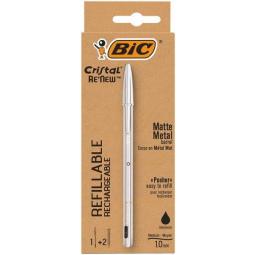 Bic Cristal ReNew Re-Fillable Pen + 2 Refills Black