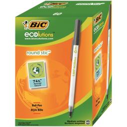 Bic Ecolutions Round Stic Recycled Slim Ballpoint Black Pack of 60