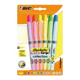 Bic Highlighter Grip Assorted Pack of 12