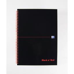 Black and Red Notebook Wirebound A4 Hardback A-Z Ruled 140 Page (70 Sheets)