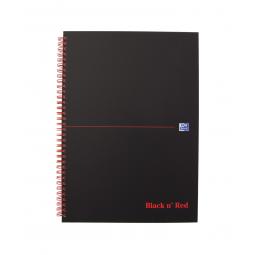 Black n Red A4 Matt Black Wirebound Hardback Notebook Pack of 5