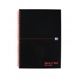 Black n Red A4 Recycled Wirebound Hardback Notebook Pack of 5