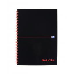 Black n Red A4 Wirebound Hardback Notebook 5mm Quadrille Pack of 5