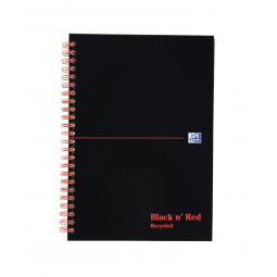 Black n Red Wirebound Recycled Book 90gsm 192 Page A5 Pack 5