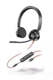 HP Poly Blackwire 3325 Stereo Microsoft Teams Certified USB-C Wired Headset +3.5mm Plug +USB-C to USB-A Adapter