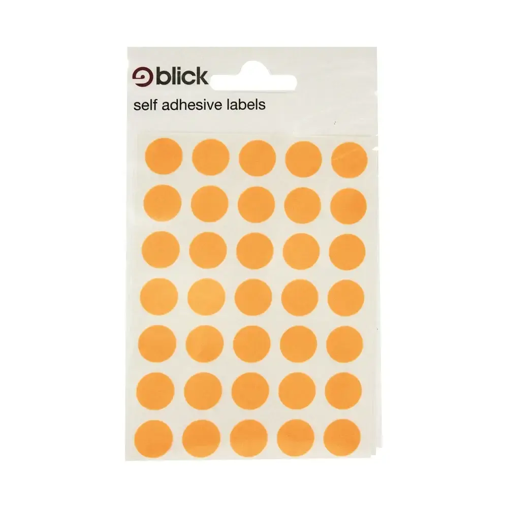 Blick Labels Circles Fluorescent Orange 13mm 140 Labels x20 (Pack 2800) - RS004356