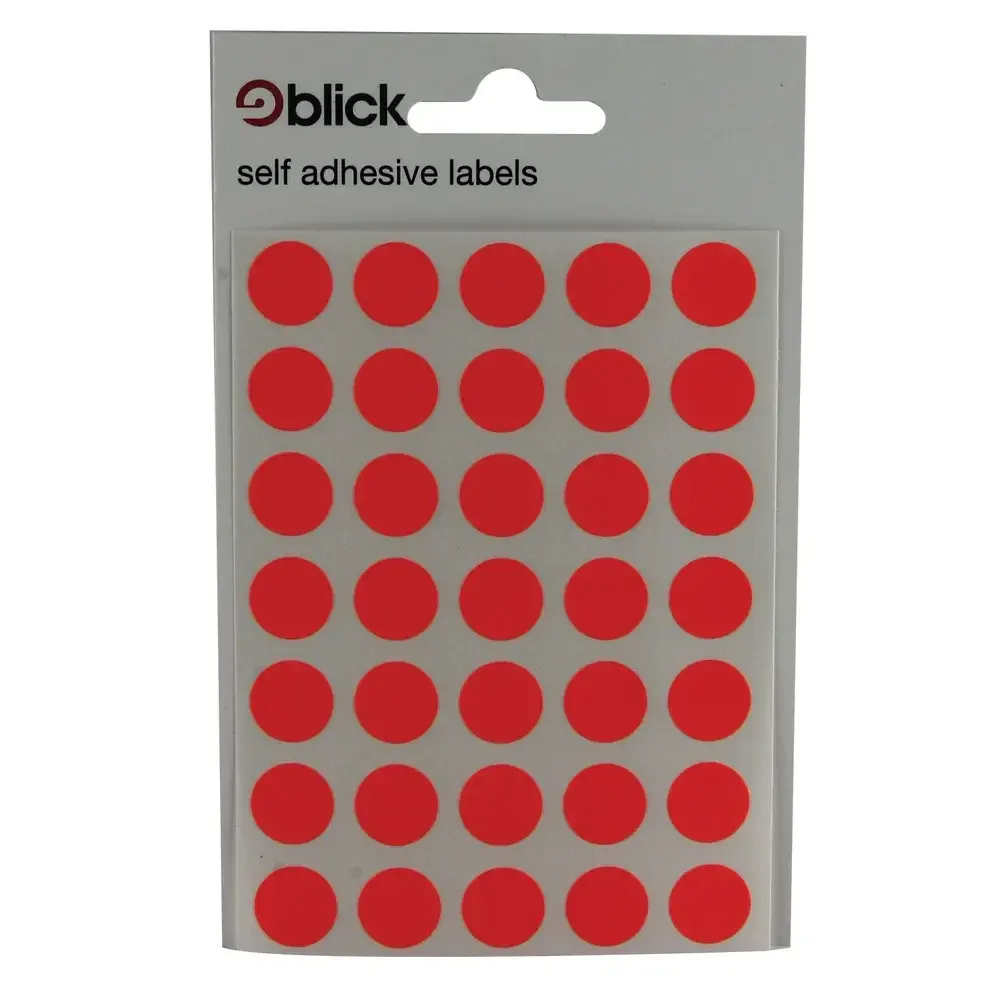 Blick Labels Circles Fluorescent Red 13mm 140 Labels x20 (Pack 2800) - RS004554