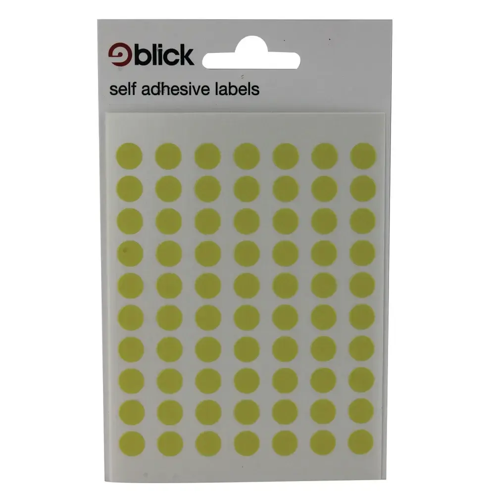 Blick Labels Circles Yellow 8mm 490 Labels x20 (Pack 9800) - RS003458