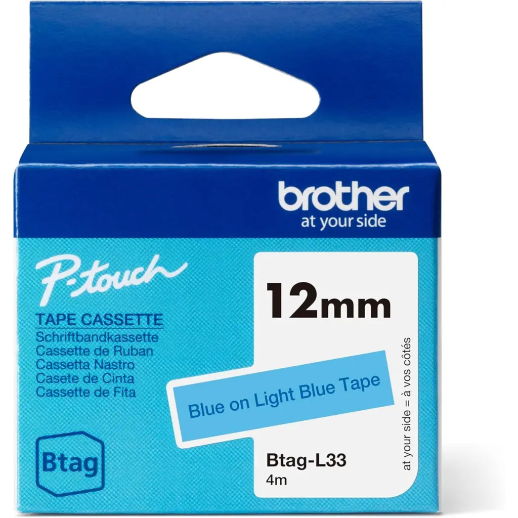 Brother 12mm Blue on Light Blue Labelling Tape- BTAGL33