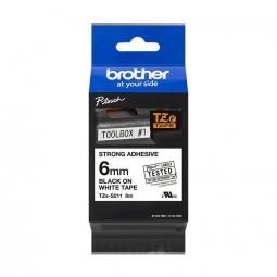 Brother Ptouch Black On White Extra Strong Tape 6mm x 8m - TZES211