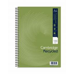 Cambridge Notebook A4 Pack 5 Recycled Card Cover Wirebound Ruled Margin 100 Pages 400020196