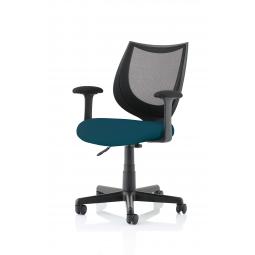 Camden Black Mesh Chair in Maringa Teal KCUP1522