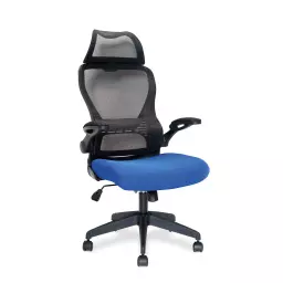 Nautilus Designs Canis High Back Mesh Task Operator Office Chair With Moulded Foam Seat Folding Arms and Optional Headrest Blue - BCM/K540/BK-BL