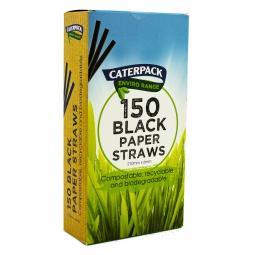 Caterpack Enviro Paper Straws Black Pack of 150