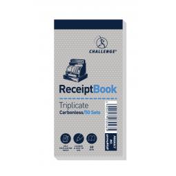 Challenge Triplicate Book Carbonless Receipt 50 Receipts 140x70mm Pack of 10