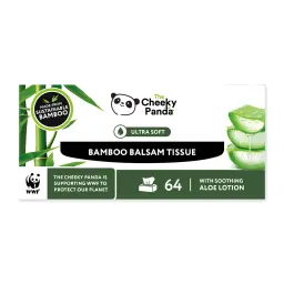 Cheeky Panda Sustainable Plastic-Free Bamboo BALSAM Flat Facial Tissues 64 Sheets Per Pack (Pack 12) - BALSTX12