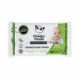 Cheeky Panda Sustainable Biodegradable Bamboo Baby Wipe 60 Wipes Per Pack (Pack 12) - BABYWX12-GBR