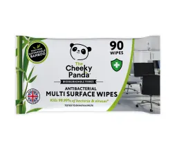 Cheeky Panda Sustainable Biodegradable Bamboo Multi-Purpose Cleaning Wipes 90 Wipes Per Pack (Pack 6 ) - ANTIBWX6-GBR