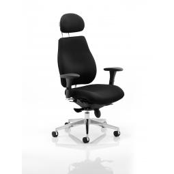 Chiro Plus Chair Black with Arms and Headrest PO000002