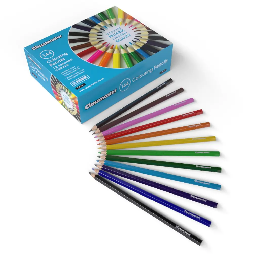 Classmaster Colouring Pencils in 12 Assorted Colours (Pack of 144) - CP144