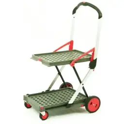 Slingsby Folding Trolley With Folding Box and 2 Shelves W550 x D890 x H1030mm Red/Grey - 413615