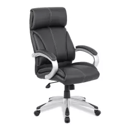 Nautilus Designs Cloud High Back Leather Faced Executive Office Chair With Fixed Arms Black - BCL/C335/BK