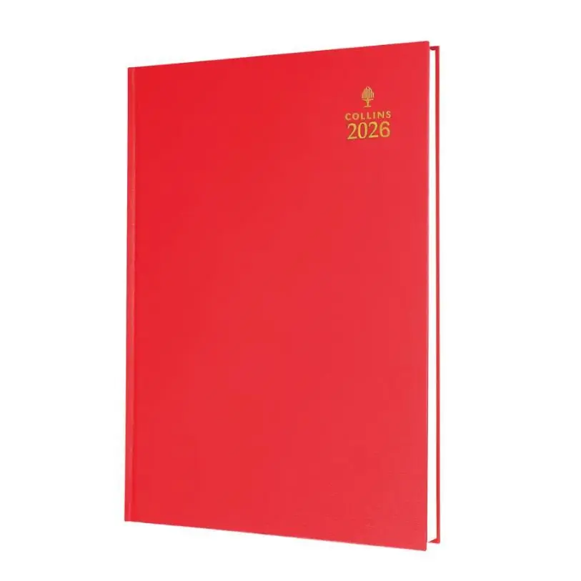 Collins 52 Desk Diary A5 Day to Page 2026 Red 52.15-26 - 823308