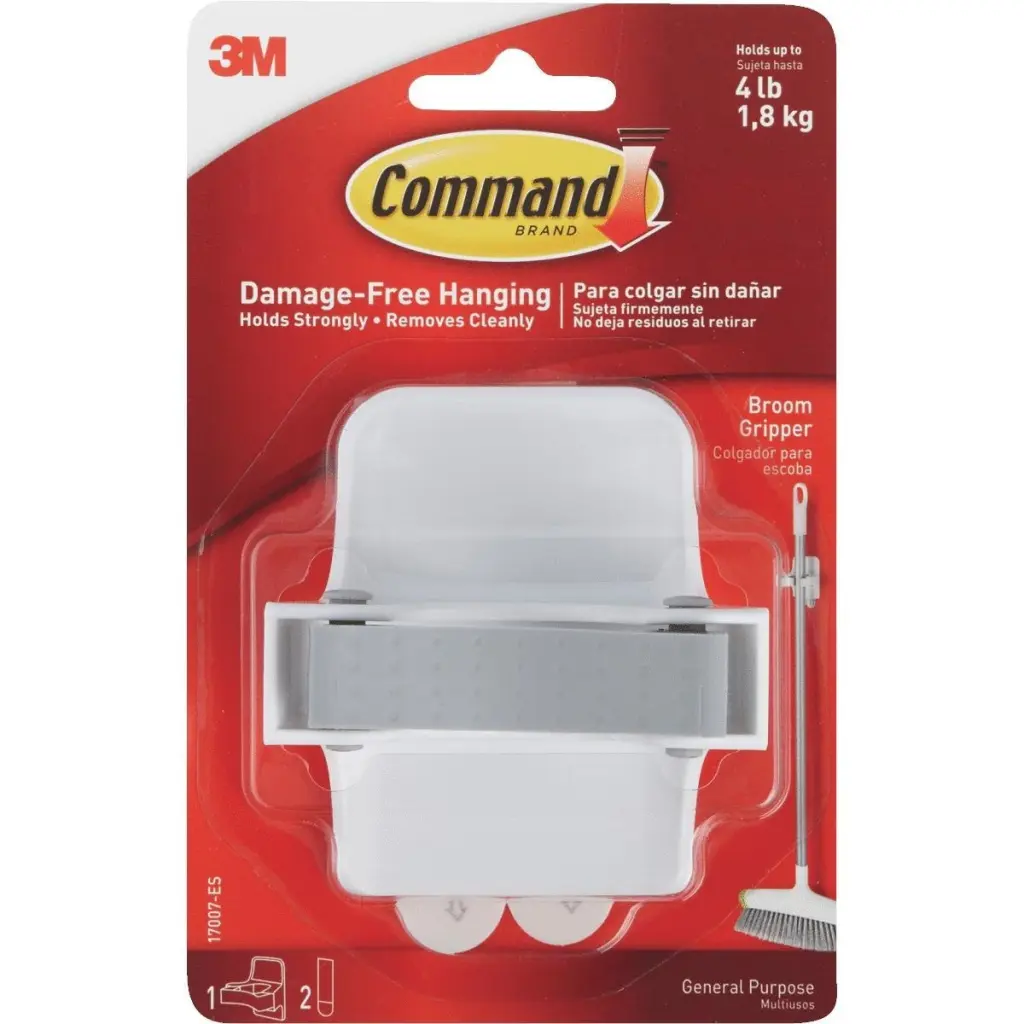 3M Command Broom Gripper With Command Adhesive Strips White (Each) - 7100134363