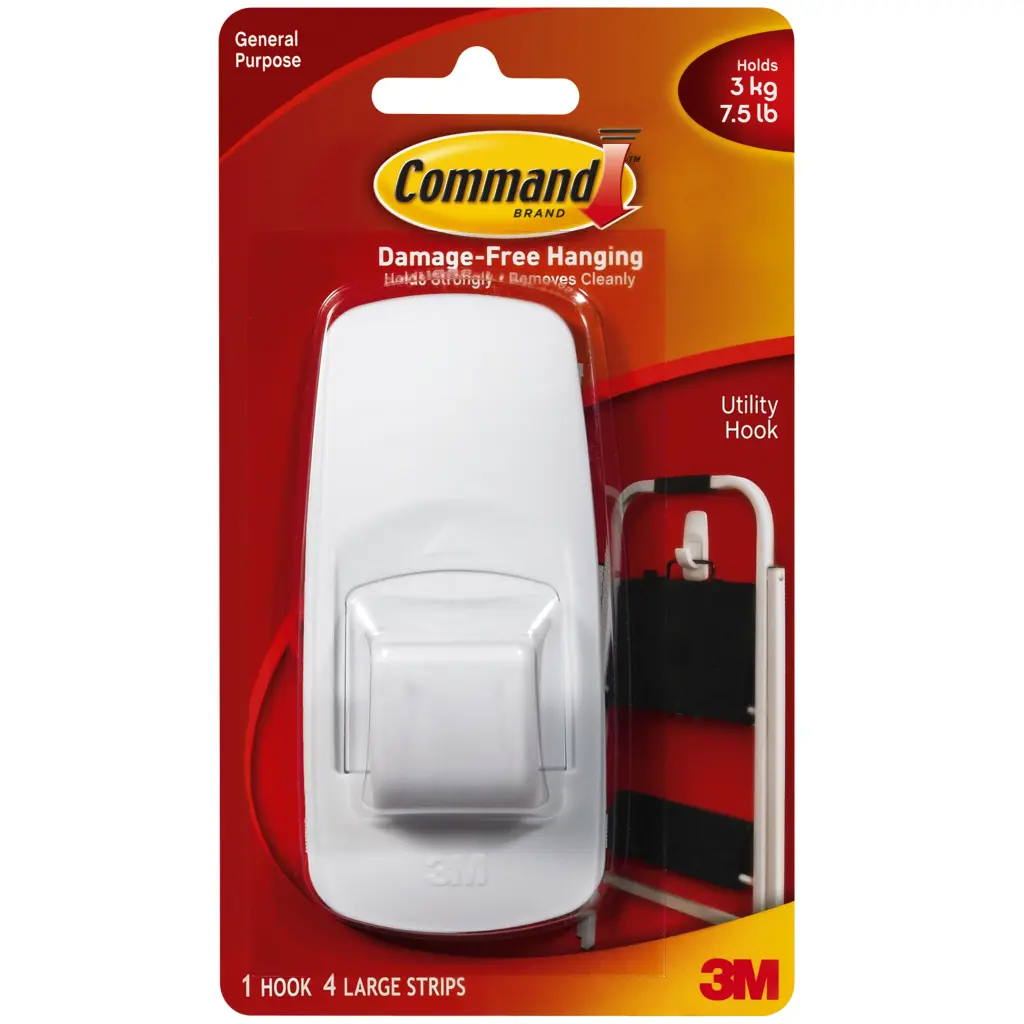 3M Command Jumbo Utility Hook With Command Adhesive Strips White (Each) - 7100134362