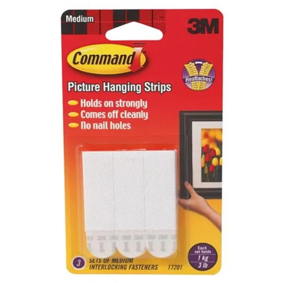 3M Command Medium Picture Hanging Strips White (Pack 4) - 7100235864