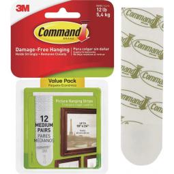 Command Picture Hanging Strips White Medium Strips Pack 12 17204