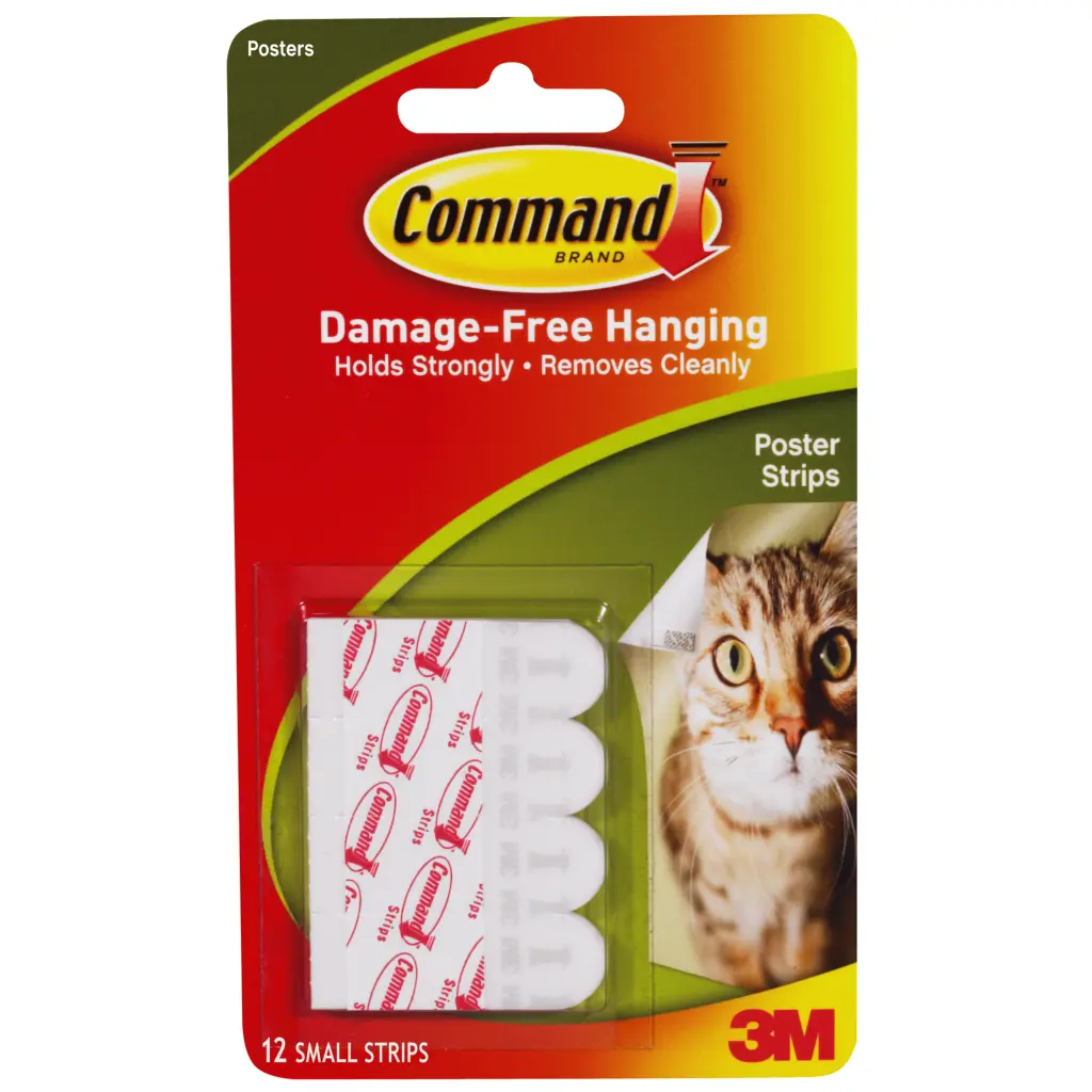 3M Command Small Poster Strips White (Pack 12) - 7100235895