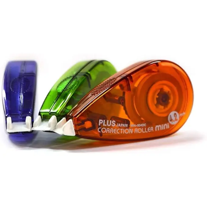 Plus By Pentel Correction Tape Roller Mini 4.2mm x 6m Assorted Colours (Pack 3) 43563