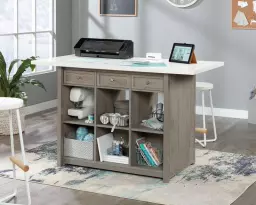 Teknik Craft Work Table/Island W1524 x D762 x H914mm Mystic Oak White Finish - 5427456