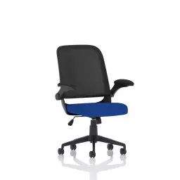 Crew Mesh Back Task Operator Office Chair Bespoke Fabric Seat Stevia Blue With Folding Arms - KCUP2021