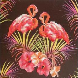 Crystal Art Pink Flamingos 18 x 18cm Card CCK-A7