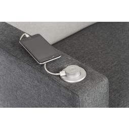 Cube Modular Fabric Armrest with USB Left Arm Only Dark Grey - 6972L