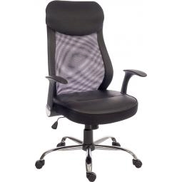 Curve Mesh Back Executive Office Chair with Soft Leather Look Seat Black - 6912