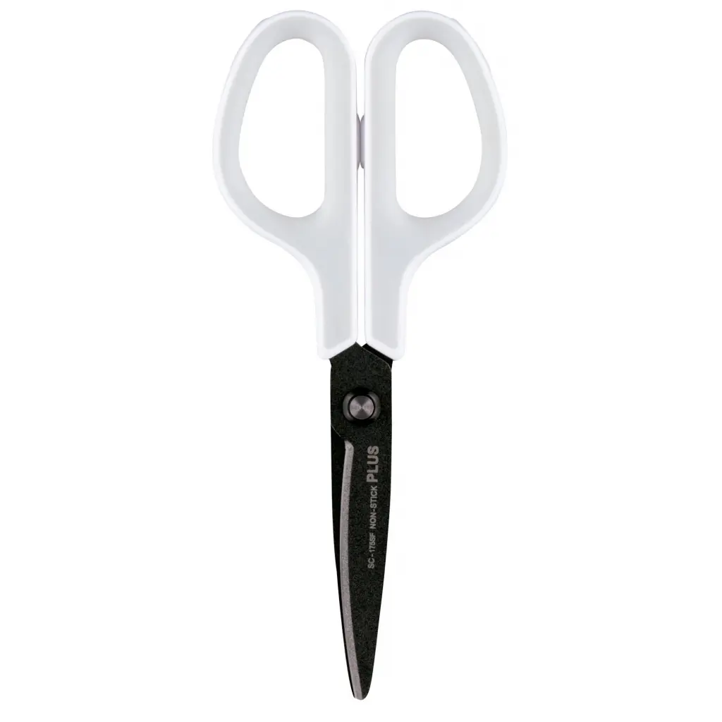 Plus By Pentel Fitcut Curve Extra Fluorine Coated Non Stick Scissors 175mm White/Grey 35056